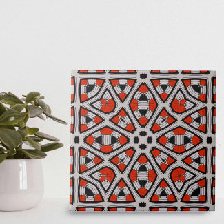 Bold Red Black White Symmetrical Geometric Pattern