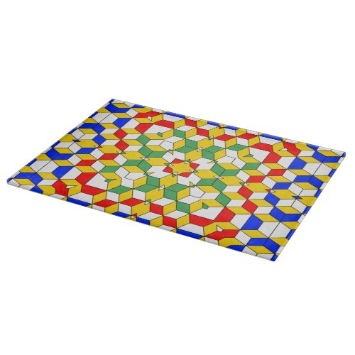 Bold Red Blue Yellow and Green Geometric Pattern  Cutting Board