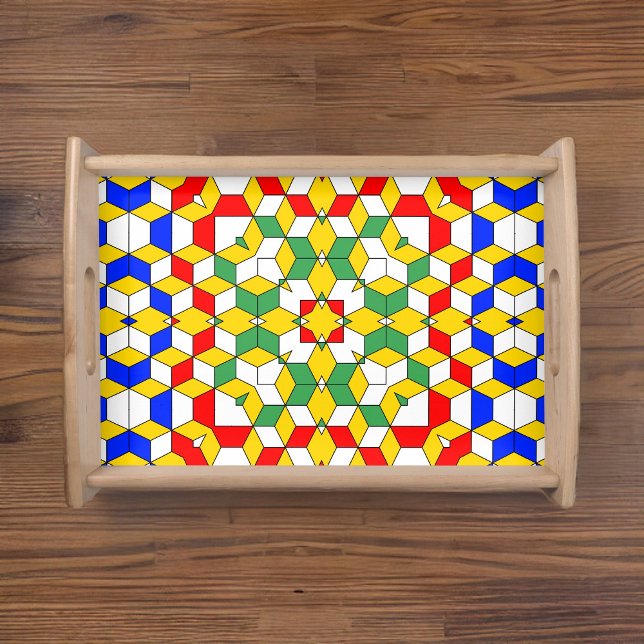 Bold Red Blue Yellow and Green Geometric Pattern Serving Tray (Creator Uploaded)
