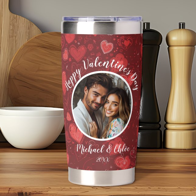 Bold Red Boho Valentine's Day Photo Insulated Tumbler (Creator Uploaded)
