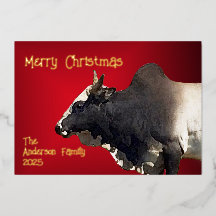 Bold Red Brahma Bull Christmas