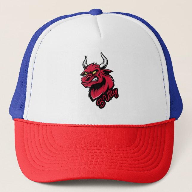 Bold Red Bull "Bully" Trucker Hat – Red, White & B (Front)