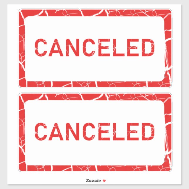 Bold Red CANCELED Notice Sticker (Sheet)