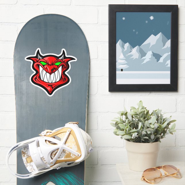 Bold Red Devil Mascot Sticker (Snowboard)