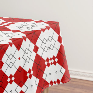 Bold Red Diamond Lattice Pattern Tablecloth
