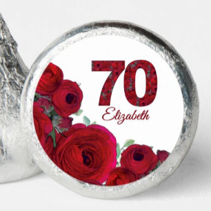 Bold Red Floral 70th Birthday Mini Chocolates Hershey®'s Kisses®