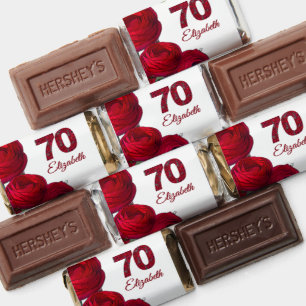 Bold Red Floral 70th Birthday Party Chocolates Hershey's Miniatures