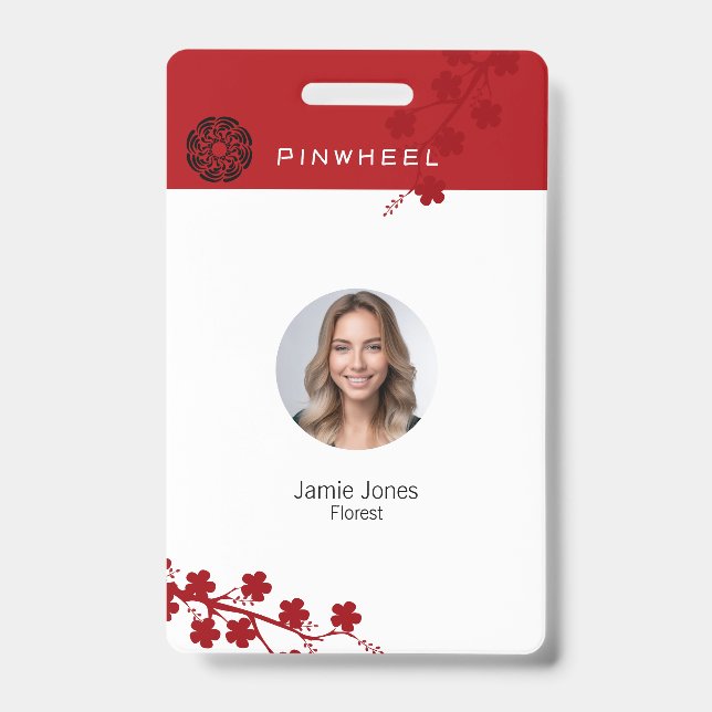 Bold Red Floral Badge (Front)