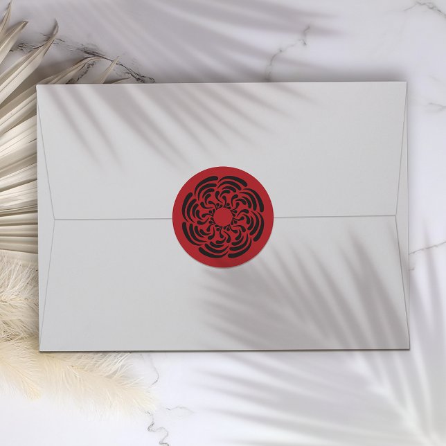 Bold Red Floral Classic Round Sticker (Creator Uploaded)