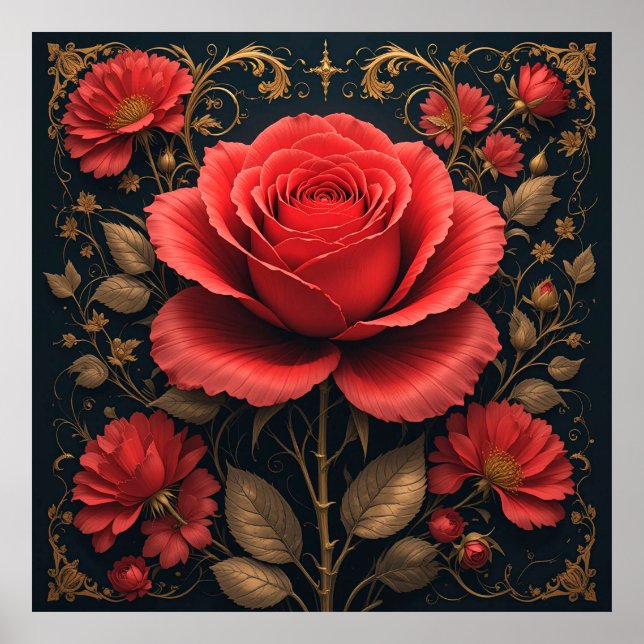 🌹 Bold Red Floral Decor For Romantic Spaces 🌹 (Front)