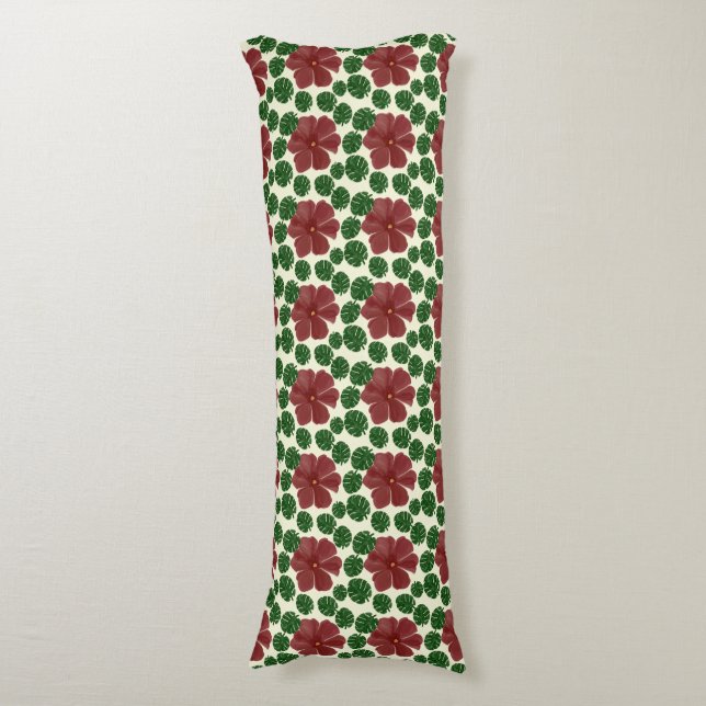 Bold Red Floral Seamless Pattern   Body Pillow (Front Vertical)