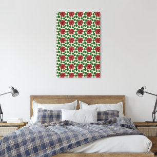 Bold Red Floral Seamless Pattern Canvas Print