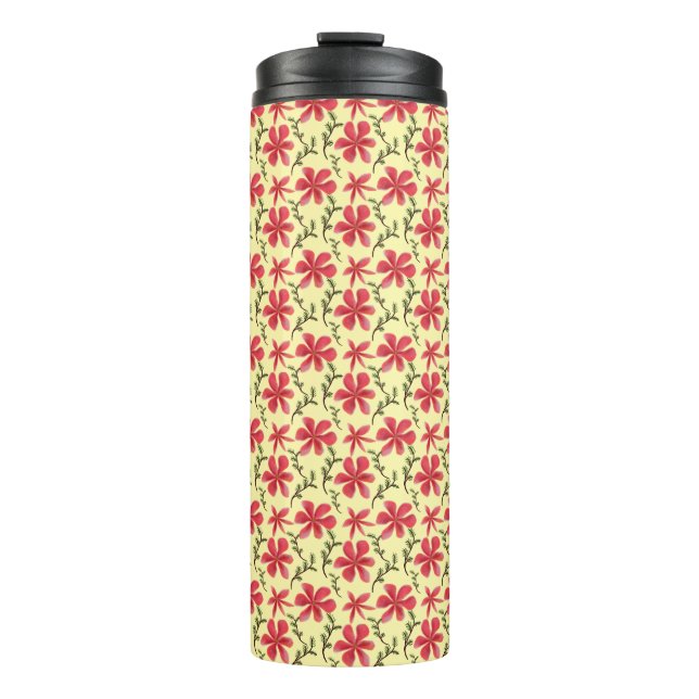 Bold Red Floral Seamless Pattern   Thermal Tumbler (Front)