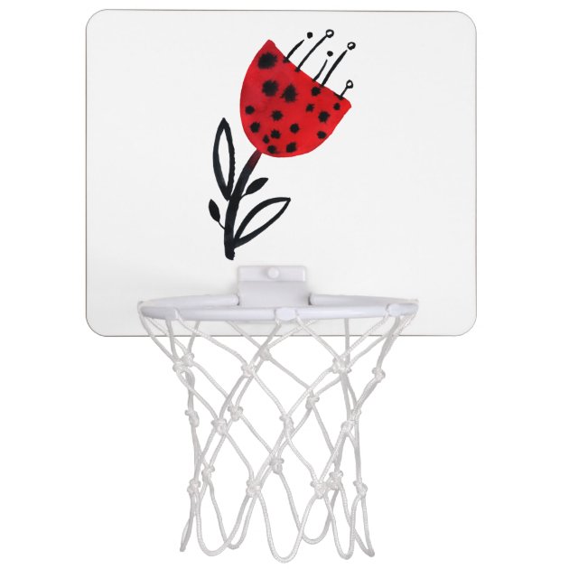 Bold Red Flower Mini Basketball Hoop | Zazzle
