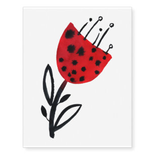Bold Red Flower Temporary Tattoos