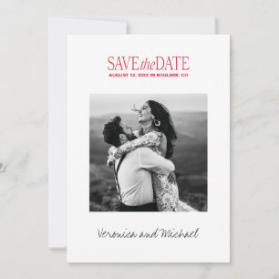 Bold Red Font Modern Photo Save The Date