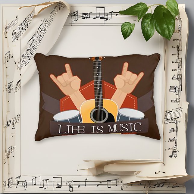 Bold Red Geometric Rock Guitar Music Accent Pillow (Creator Uploaded)