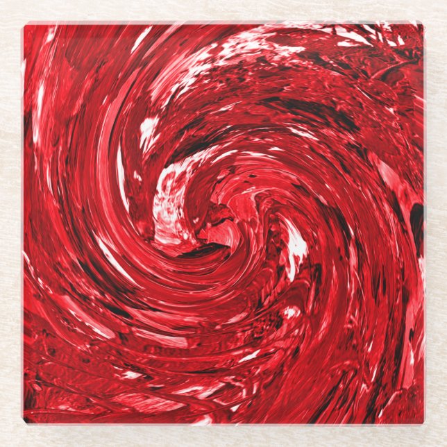 Bold Red Glass Drink Coasters Glam (Front)
