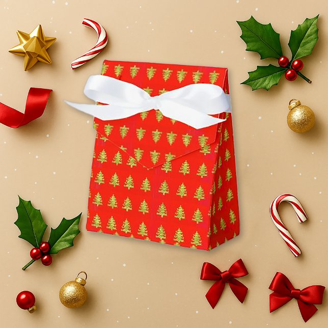 Bold Red Gold Christmas Tree Favor Boxes (Creator Uploaded)