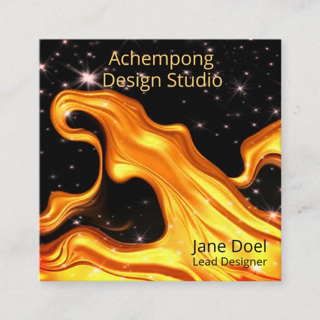 Bold Red Gold Wave Abstrac – Creative Entrepreneur Square Business Card (Front)