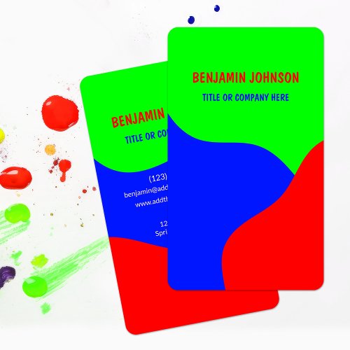 Bold Red Green Blue Abstract Business Card