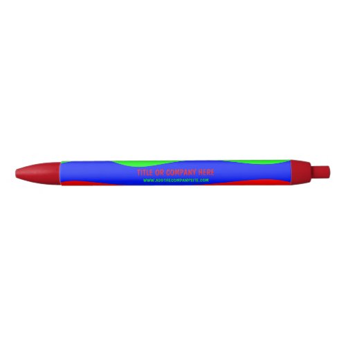 Bold Red Green Blue Abstract Company Gift Black Ink Pen