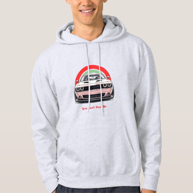 Bold Red & Green Dodge Challenger Illustration Hoodie (Front)