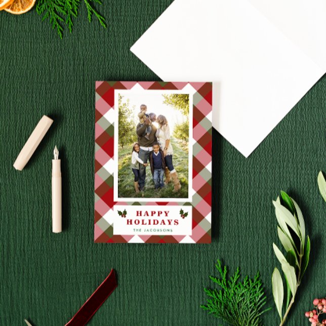  Bold Red & Green Plaid Photo Holiday Card (Creator Uploaded)