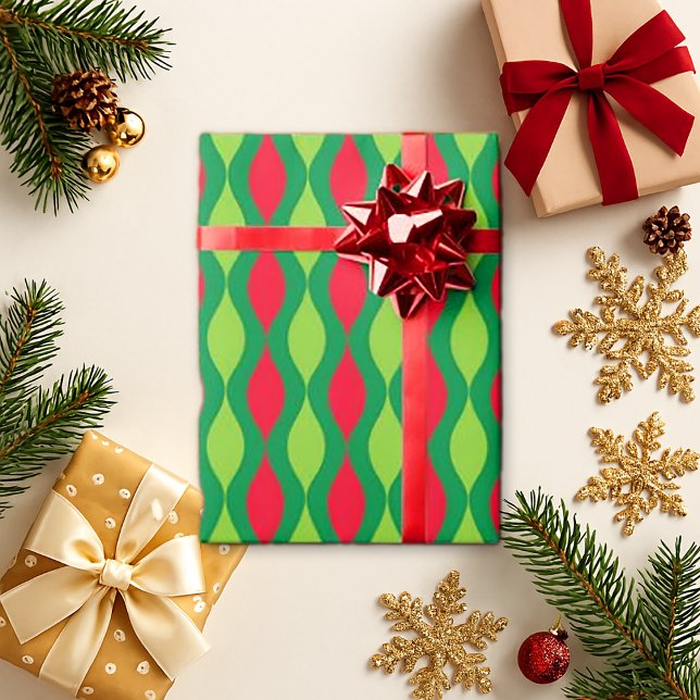 Bold Red Green Stripe Classic Holiday Wrapping Paper (Creator Uploaded)