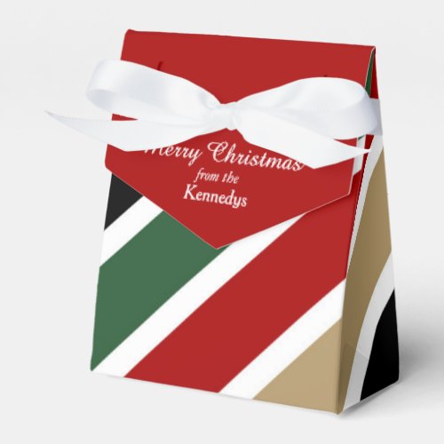 Bold Red Green Stripes Modern Christmas Favor Boxes