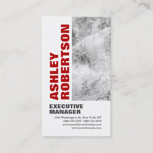 Bold Red Grey White Modern Professional Minimalist Business Card