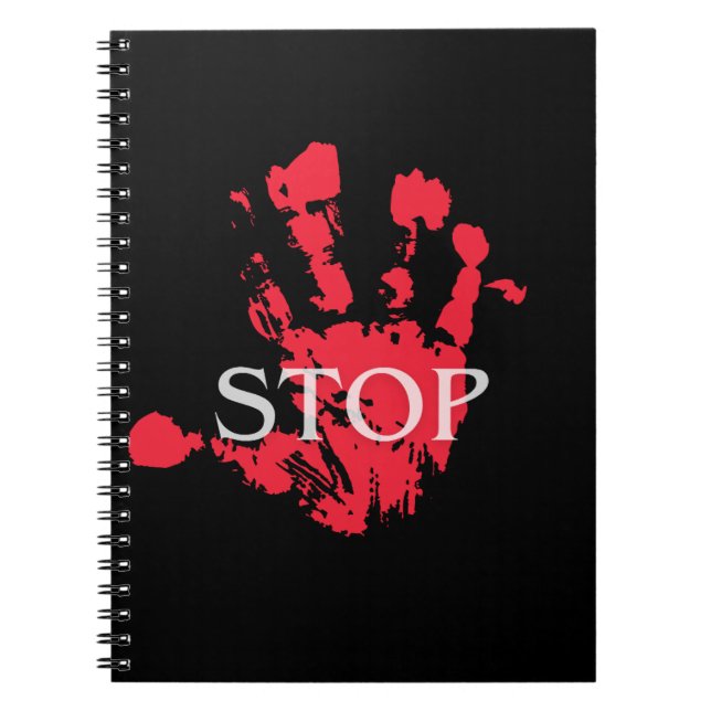 Bold Red Handprint "STOP" Warning Symbol – Activis Notebook (Front)