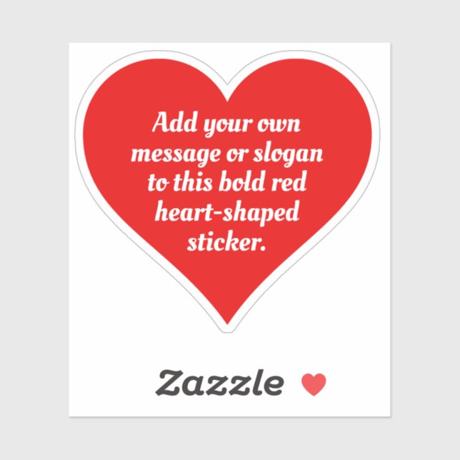 Bold Red Heart Shape with Your Text. Sticker (Sheet)