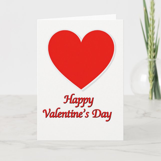 Bold Red Heart Valentines Day Card (Front)