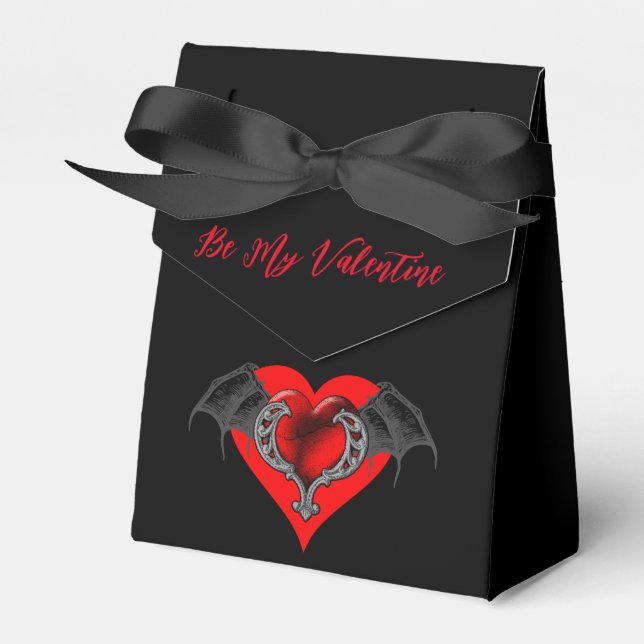 Bold Red Heart Valentine's Personalized Favor Boxes (Front Side)