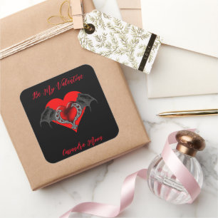 Bold Red Heart Valentine's Personalized Square Sticker
