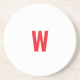 Bold Red Initial Monogram Personalized Name Design Coaster