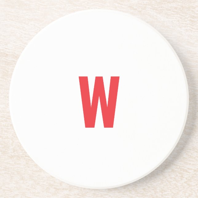 Bold Red Initial Monogram Personalized Name Design Coaster (Front)