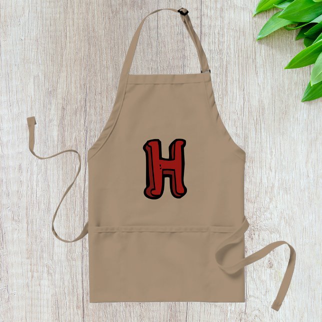 Bold Red Letter H Fun Alphabet Adult Apron (Creator Uploaded)