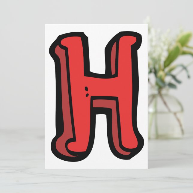 Bold Red Letter H Fun Alphabet Invitation (Standing Front)