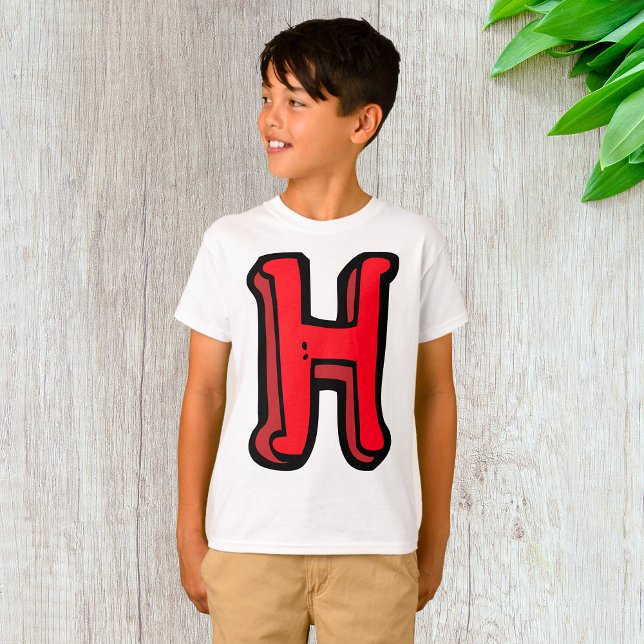 Bold Red Letter H Fun Alphabet T-Shirt (Creator Uploaded)