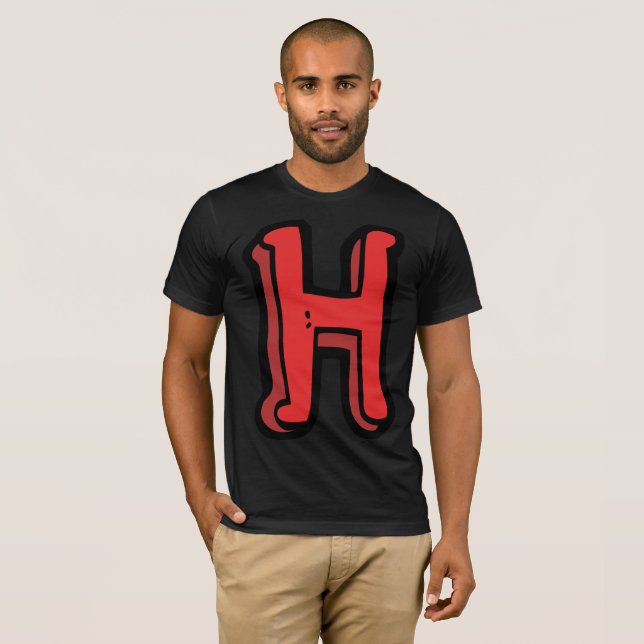 Bold Red Letter H Fun Alphabet T-Shirt (Front Full)