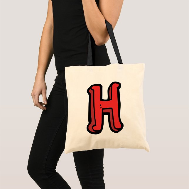 Bold Red Letter H Fun Alphabet Tote Bag (Creator Uploaded)