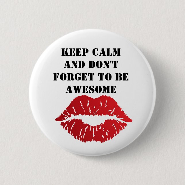 Bold Red Lips Aesthetic Button (Front)