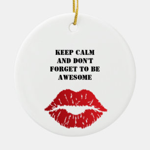 Bold Red Lips Aesthetic Ceramic Ornament