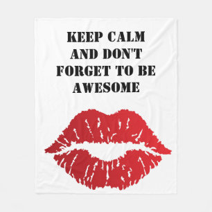 Bold Red Lips Aesthetic Fleece Blanket