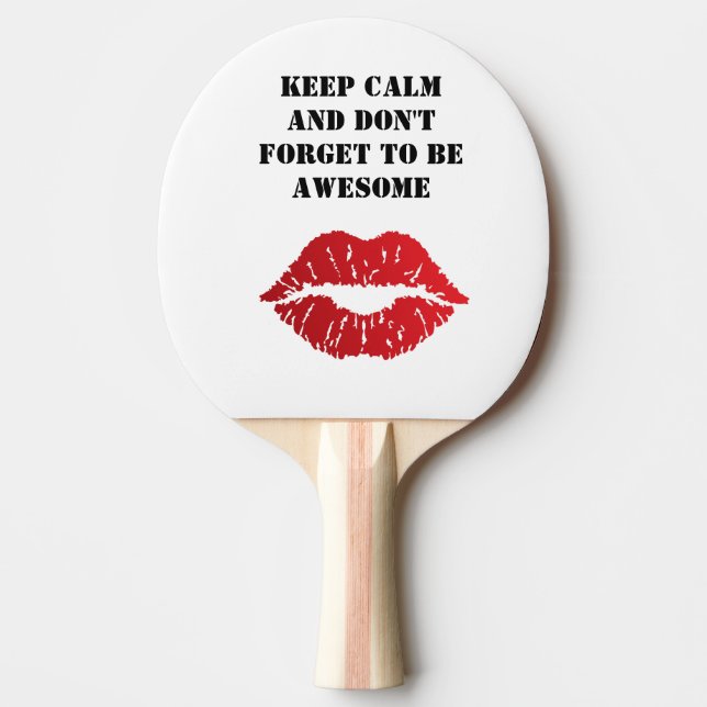 Bold Red Lips Aesthetic Ping Pong Paddle (Front)