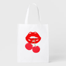 Bold Red Lips & Cherry Bite Reusable Bag
