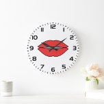 Bold Red Lips Pop Art Large Clock<br><div class="desc">Add a pop of color and style to any room with this striking wall clock featuring big, bright red lips! This eye-catching design is perfect for anyone looking to make a bold statement in their home or office. The vivid red lips stand out against the clock's background, adding a touch...</div>