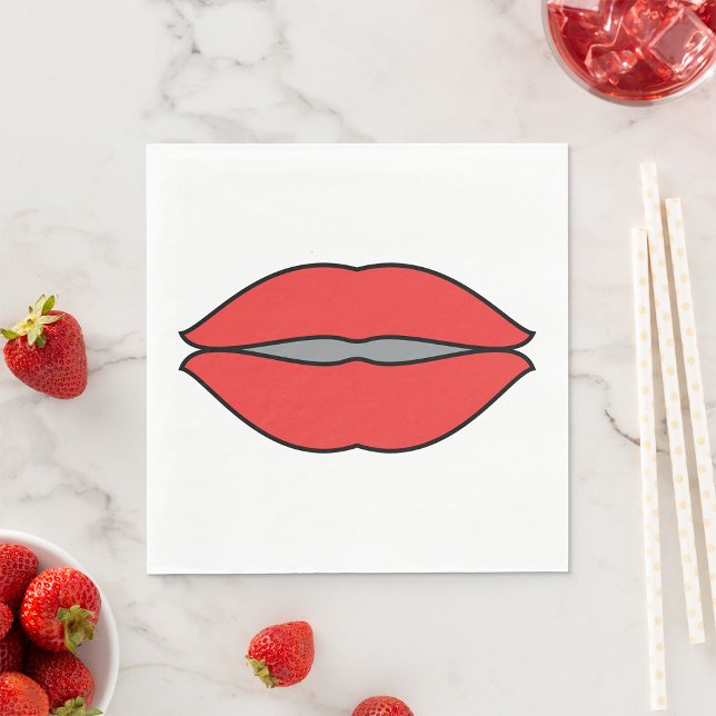 Bold Red Lips Pop Art Napkins (Creator Uploaded)